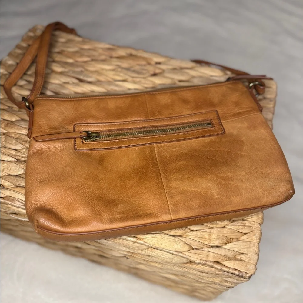 Margot New York Cognac Pebbled Leather Crossbody Bag - Soft Patina - Picture 5 of 8